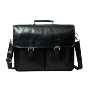 Mirevia Men's Black Leather Office Messenger Bag