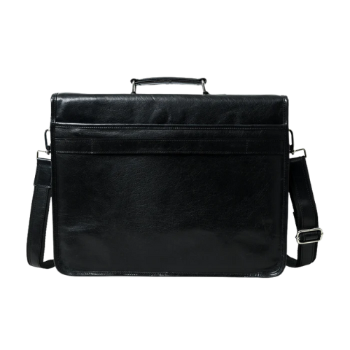 Mirevia Men's Black Leather Office Messenger Bag - Image 3