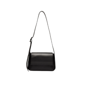 Minimalist Black Faux Leather Shoulder Bag