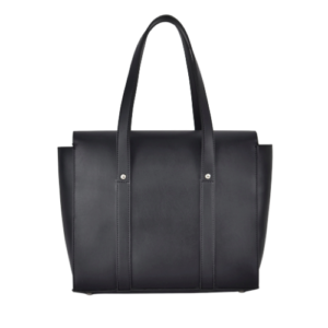 Structured Black Faux Leather Tote Bag