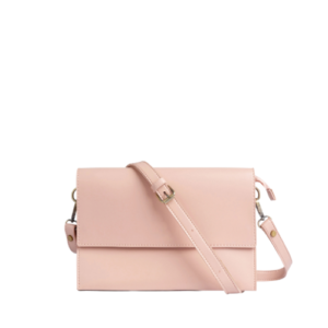Blush Pink Faux Leather Crossbody Clutch Bag