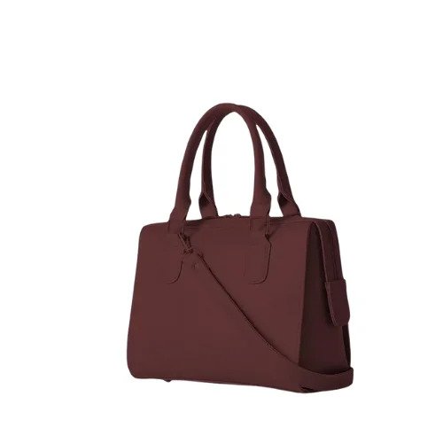 Elegant Maroon Suede-style Handbag - Image 3